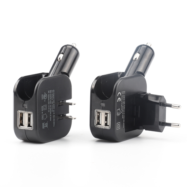 Car Charger & Wall Charger In One , Dual USB Ports
